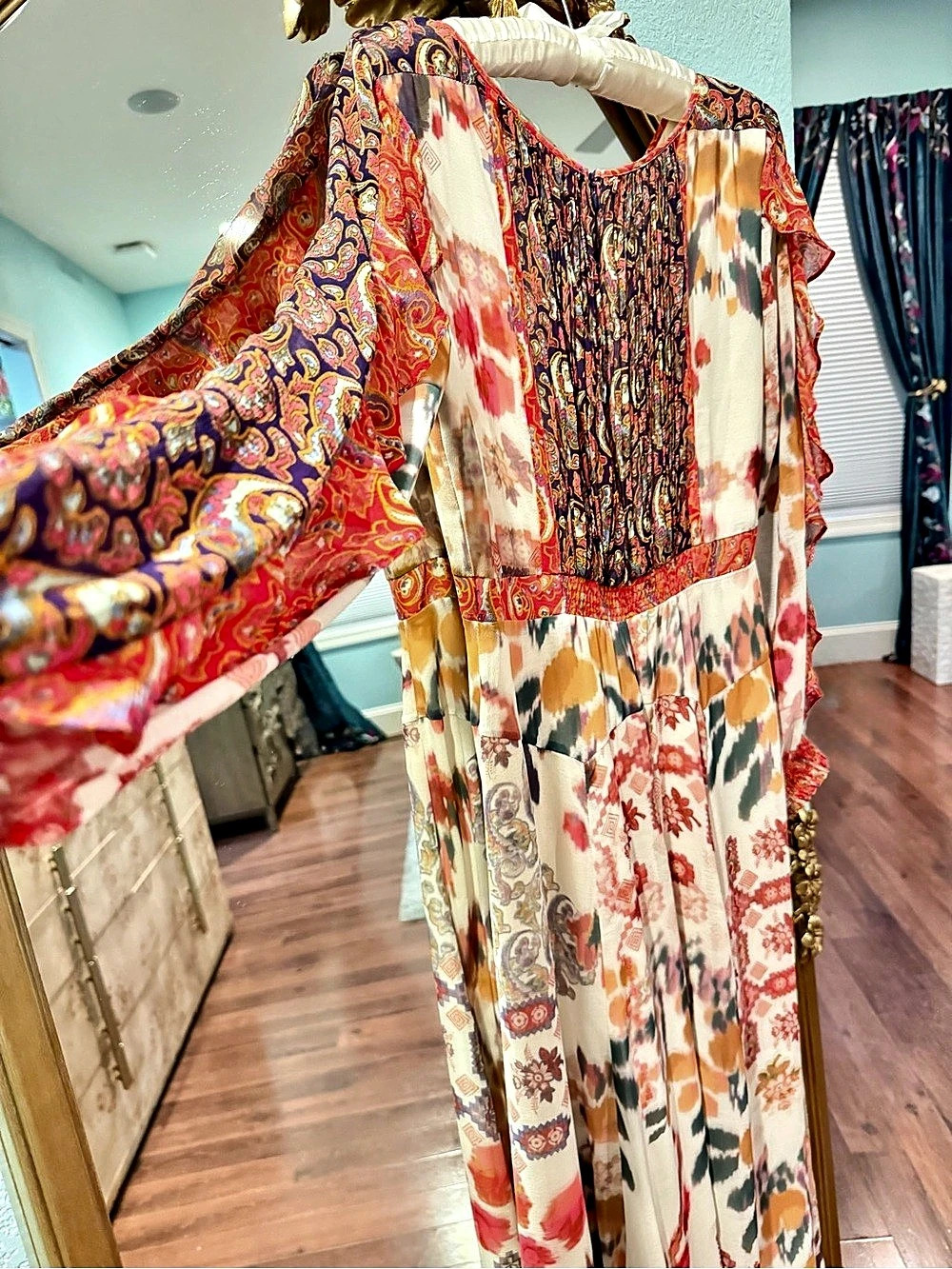 Akemi + Kin Floral Midi Dress in White & Red Size Medium-NEVER WORN